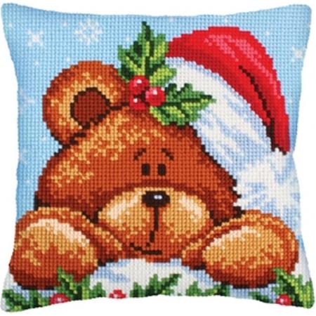 Voorbedrukt kruissteekkussen Christmas with a Teddy Bear Collection dArt 5240